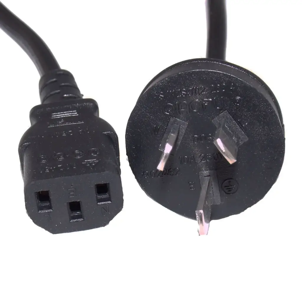 1M Power Cord - C13 IEC to 10A Australian Plug (Black) - Computer & Office Power Cable