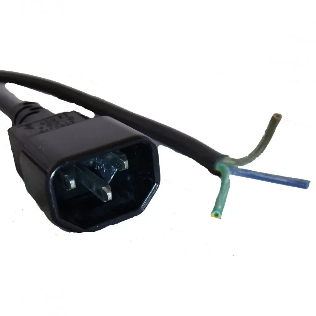 2M C14 IEC to Bare Wire Power Cord (10A) - Custom Installation Cable
