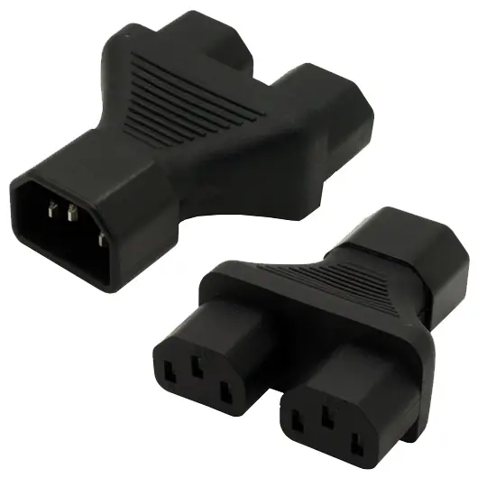C14 to Dual C13 Power Splitter Adapter - 1-to-2 IEC Power Distribution