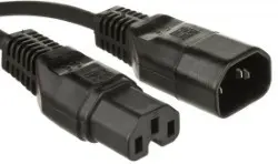[OFSUC] 2M C14 to C15 Power Cable (Black) - High-Temp Heavy-Duty IEC Lead